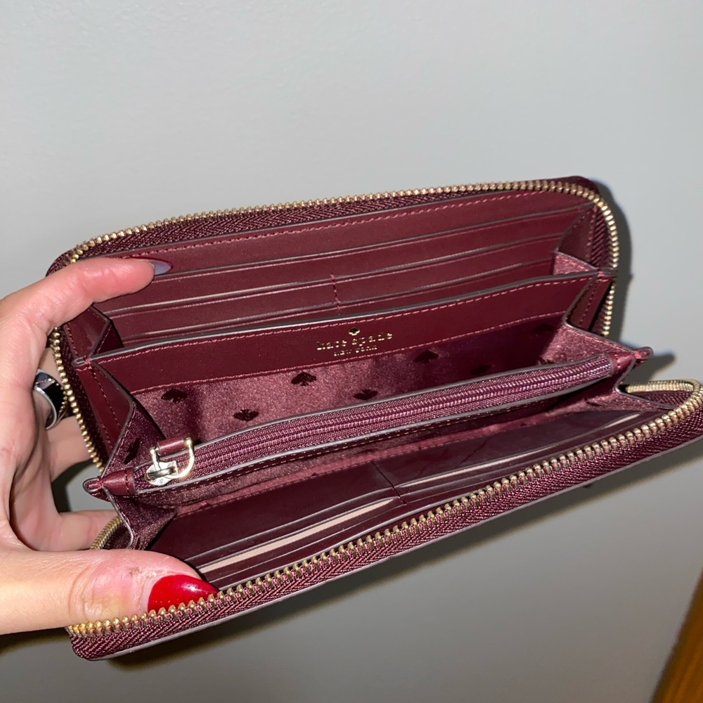 Kate Spade Burgundy and Pink Floral Wallet - Picture 2 of 4